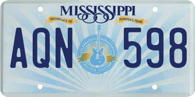 MS license plate AQN598