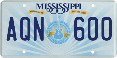 MS license plate AQN600