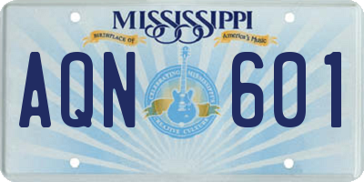 MS license plate AQN601