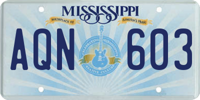 MS license plate AQN603
