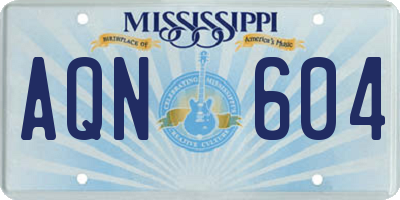 MS license plate AQN604