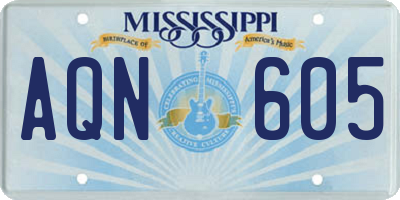 MS license plate AQN605