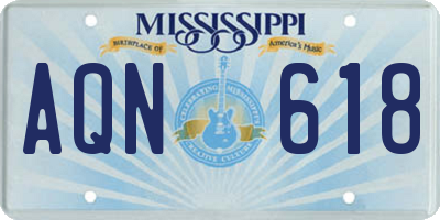 MS license plate AQN618