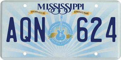 MS license plate AQN624
