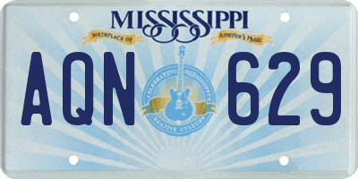 MS license plate AQN629