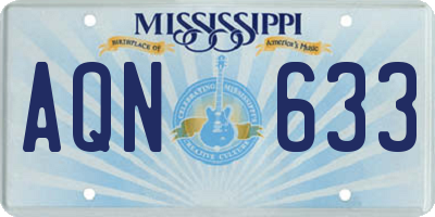 MS license plate AQN633