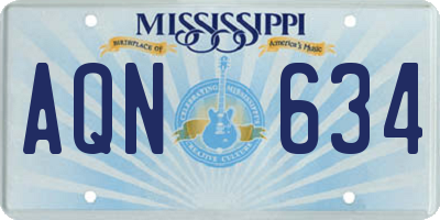 MS license plate AQN634