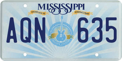 MS license plate AQN635