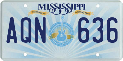 MS license plate AQN636