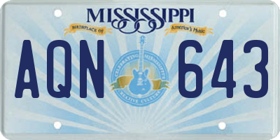 MS license plate AQN643