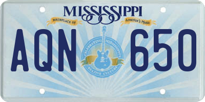 MS license plate AQN650