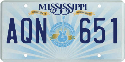 MS license plate AQN651