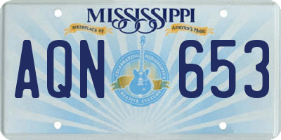 MS license plate AQN653