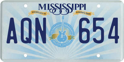 MS license plate AQN654
