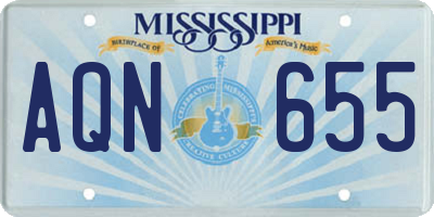 MS license plate AQN655