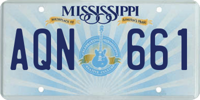MS license plate AQN661