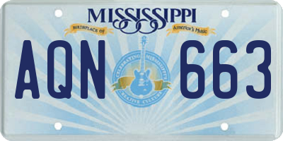 MS license plate AQN663