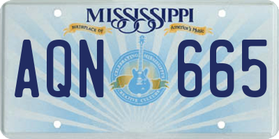 MS license plate AQN665