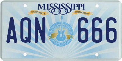 MS license plate AQN666