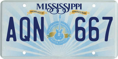MS license plate AQN667