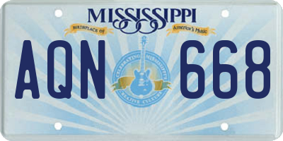 MS license plate AQN668