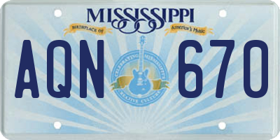 MS license plate AQN670