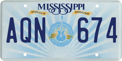 MS license plate AQN674