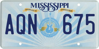 MS license plate AQN675
