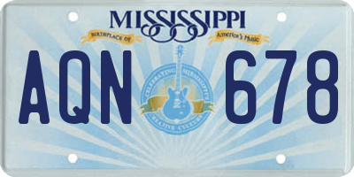 MS license plate AQN678