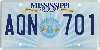 MS license plate AQN701