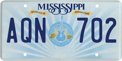 MS license plate AQN702