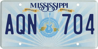 MS license plate AQN704
