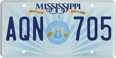 MS license plate AQN705