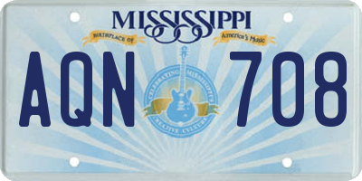 MS license plate AQN708