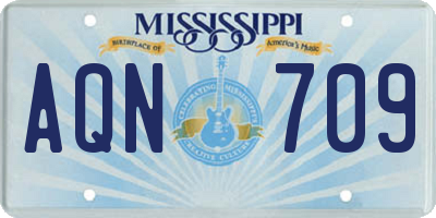 MS license plate AQN709