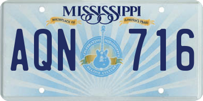 MS license plate AQN716
