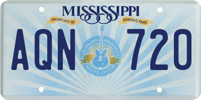 MS license plate AQN720