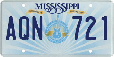 MS license plate AQN721