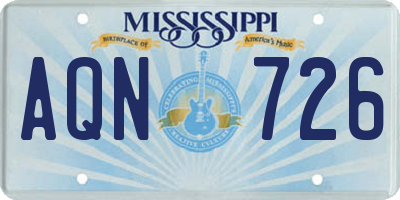 MS license plate AQN726