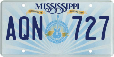 MS license plate AQN727