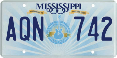 MS license plate AQN742