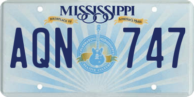 MS license plate AQN747