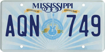 MS license plate AQN749