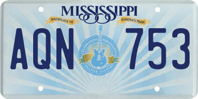 MS license plate AQN753