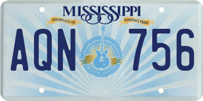 MS license plate AQN756