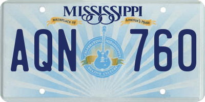 MS license plate AQN760