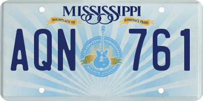 MS license plate AQN761