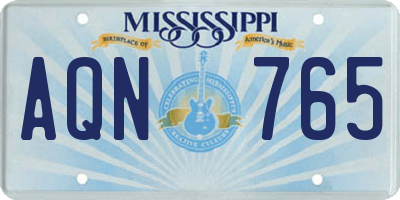 MS license plate AQN765