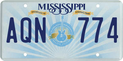 MS license plate AQN774