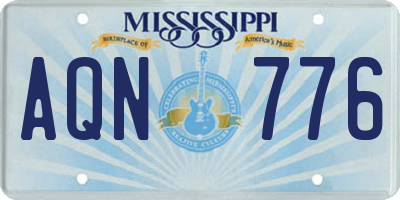 MS license plate AQN776